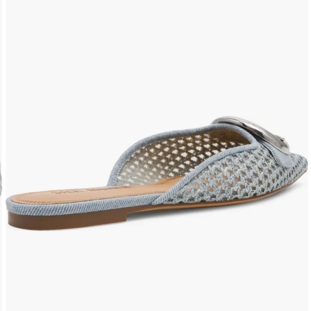 💙🔹️Steve Madden🔹️ Ira Denim buckle Elegant Blue Slip-On Mules